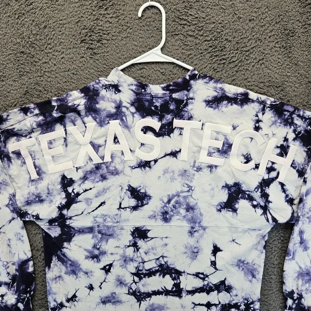 Texas Tech Spirit Jersey Shirt Adult Small Purple Tie‎ Dye Crewneck Pullover